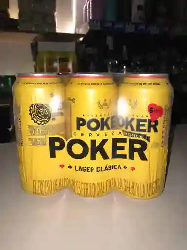 Six Pack Cerveza Poker Lata 473 Ml
