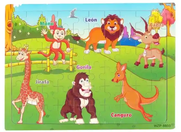 Super Rompecabezas Madera Animales De La Granja X 60 Piezas Motivos Surtidos