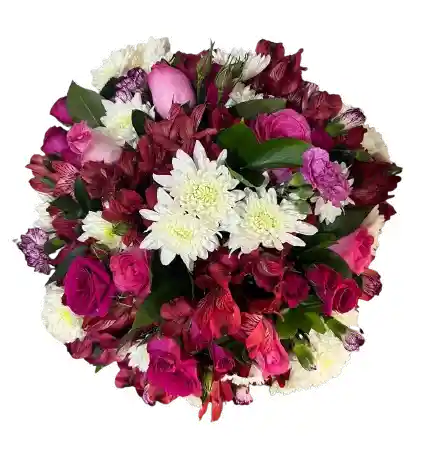 Caja Blanca Con Rosas Y Flores Rojas