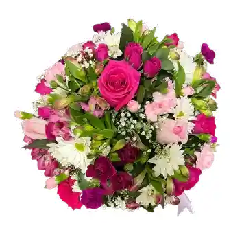 Caja Roja Con Rosas Y Margaritas