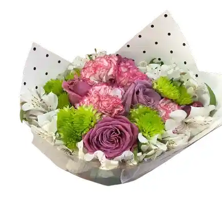 Ramo Pastel Con Rosas Y Alstroemerias