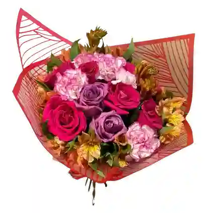Ramo Vibrante De Rosas Y Claveles