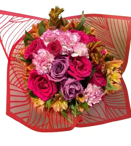 Ramo Vibrante De Rosas Y Claveles