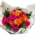Ramo De Rosas Fucsia Y Naranjas