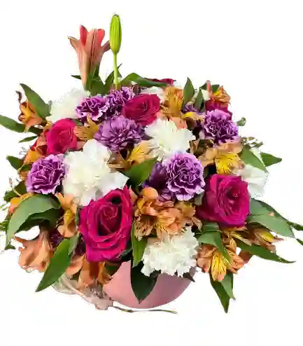 Arreglo En Base Con Rosas Y Flores Mixtas