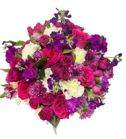 Caja Premium De Rosas Y Flores Moradas
