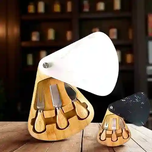 Tabla De Cortar Quesos Con Cuchillos Para Queso, Acero Inoxidable/bambú, Juego De 3