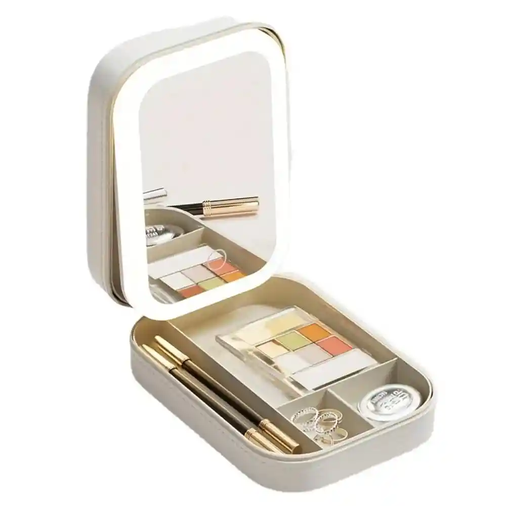 Joyero Cosmetiquera Organizador Luz Led Espejo Recargable
