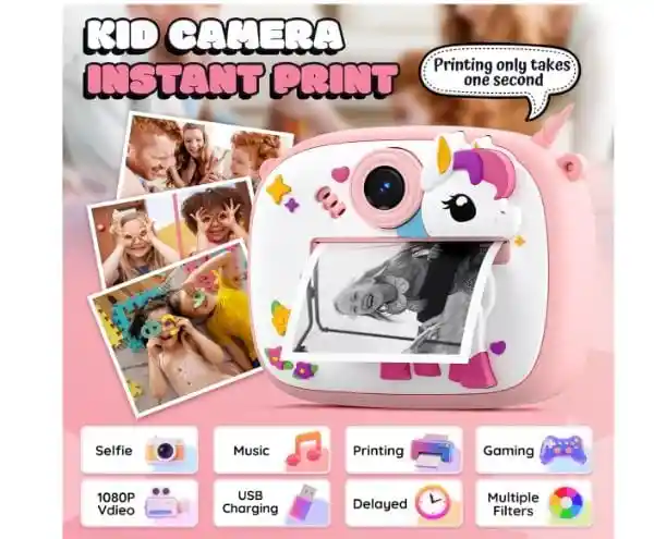 Cámara De Impresión Instantánea Para Niños Con Cubierta De Silicona