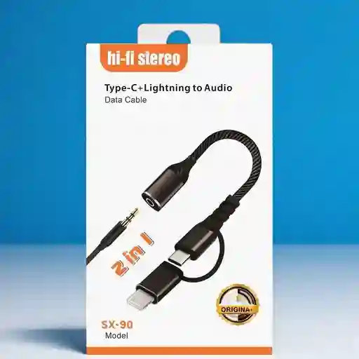 Adaptador 2 En 1 Lightning/ Tipo C A Audio Para Teléfono
