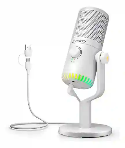 Micrófono Maono Gamer Dm30 Rgb Condensador Cardioide Color Blancos