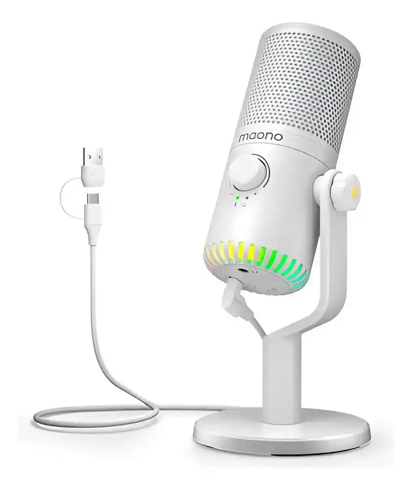Micrófono Maono Gamer Dm30 Rgb Condensador Cardioide Color Blancos