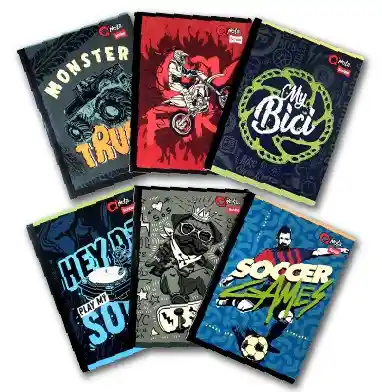 Cuaderno Rayado Cosido 100 Hojas Scribe Con Stickers Diseños Varios