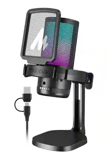 Micrófono De Condensador Maono Dgm20rgb Pro Gamer Con Soporte Usb, Color Negro