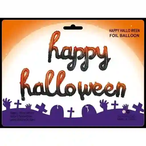 Letrero Happy Halloween Degrade Naranja Negro X 3 Piezas