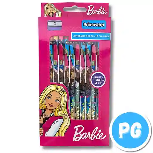 Caja Lapices Colores Primavera X12 Unds Barbie Unipunta