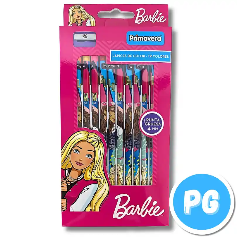 Caja Lapices Colores Primavera X12 Unds Barbie Unipunta