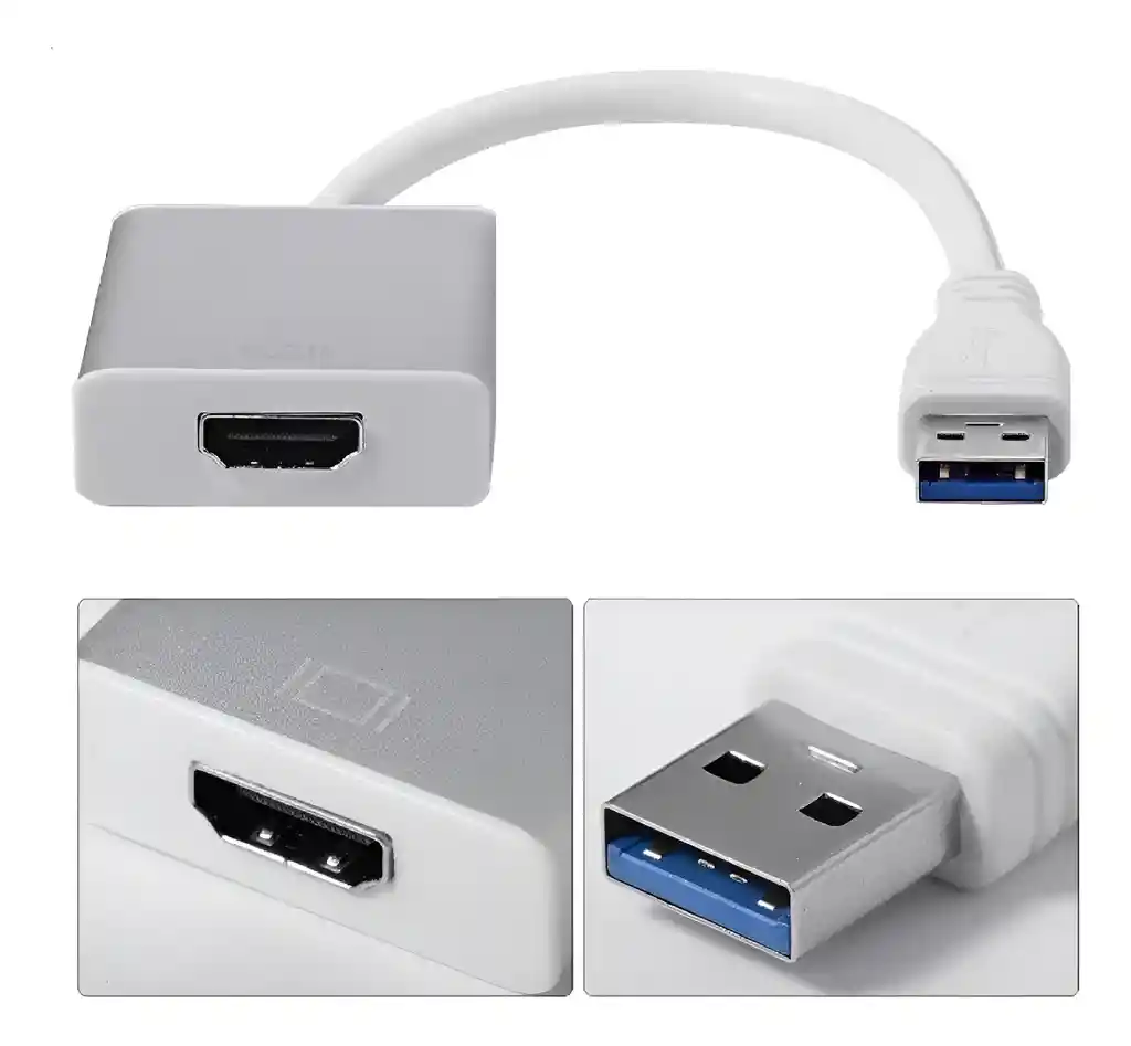 Adaptador Convertidor Usb 3.0 A Hdmi Full Hd 1080 Blanco