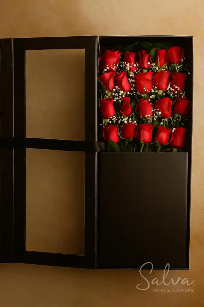 Rosas En Caja De Lujo, 20 Rosas Rojas – Amor Y Elegancia