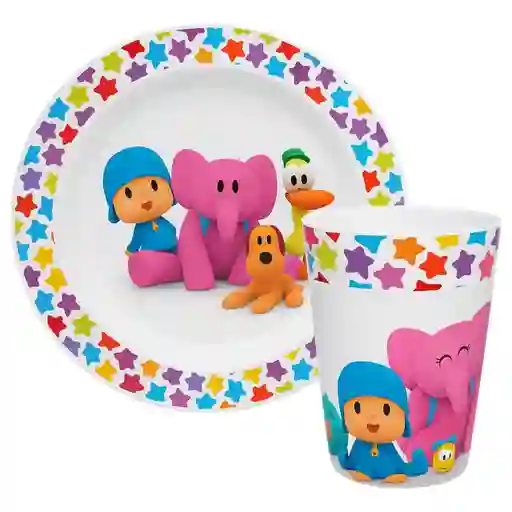 Set Vajilla Infantil De Melamina Pocoyó X 2 Piezas