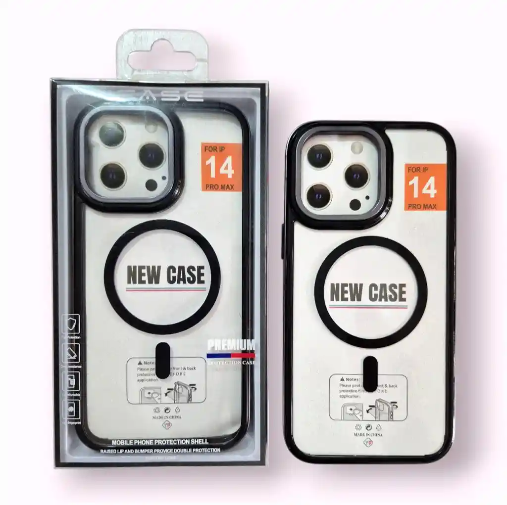 Estuche Iphone 14 Pro Max Magsafe Case Trasparente Con Bordes Color Negro