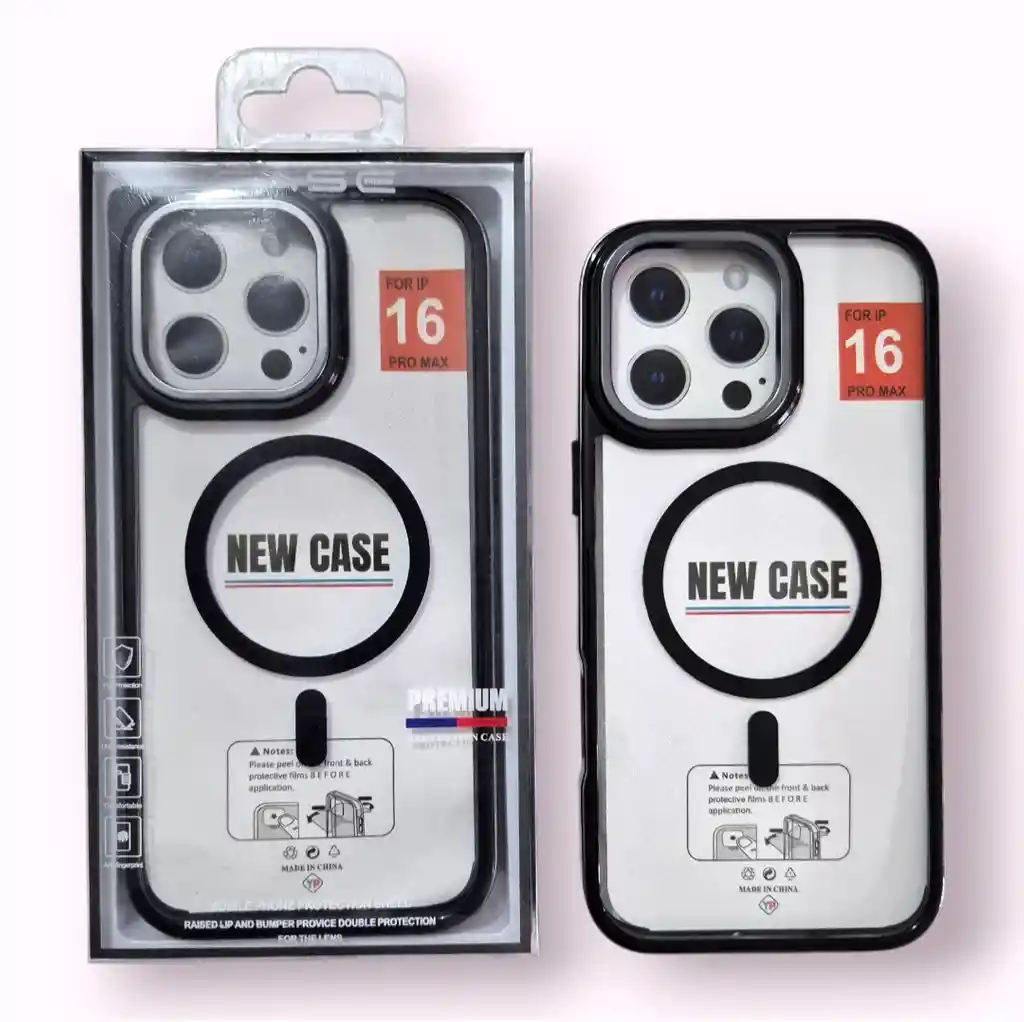 Estuche Iphone 16 Pro Max Magsafe Case Trasparente Con Bordes color negro