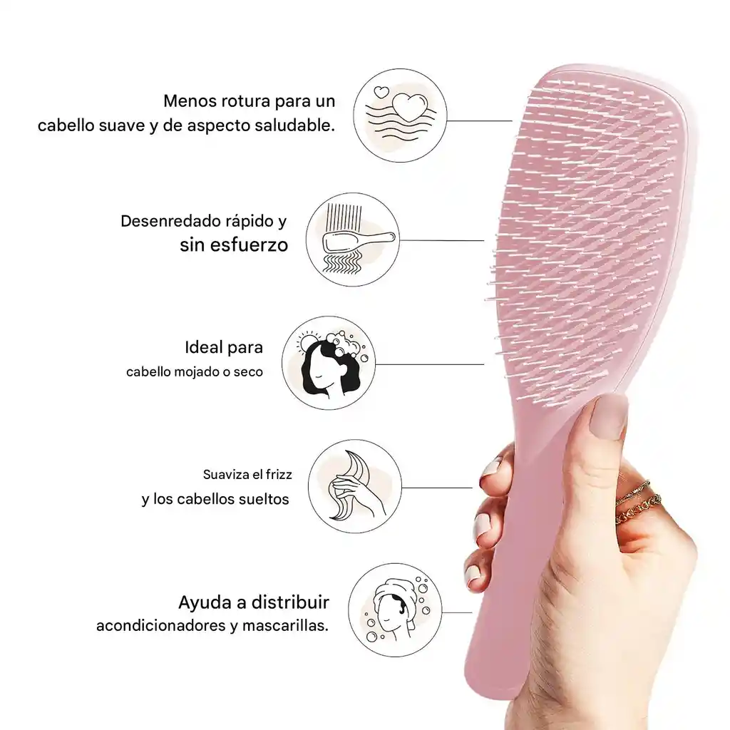 Cepillo Desenredante Anti Frizz Para Cabello Húmedo Seco