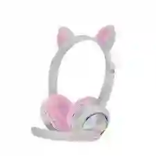 Audífonos Gamer Diadema Gato Luces Led Micrófono Akz020
