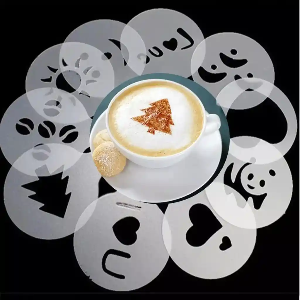 16 Plantillas De Decoracion De Cafe Magnolora Coffee Art S Color Blanco
