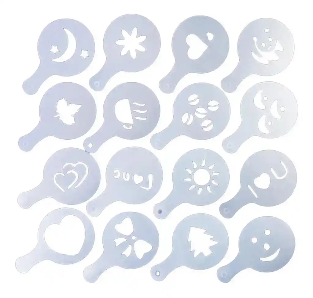 16 Plantillas De Decoracion De Cafe Magnolora Coffee Art S Color Blanco