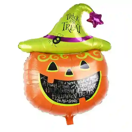 Globo Metalizado Halloween Calabaza Trick Or Treat 18" X 1 Unidad