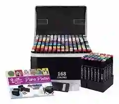 Set Profesional De Marcadores Plumones Doble Punta 168 Piezas