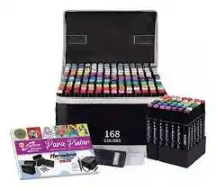 Set Profesional De Marcadores Plumones Doble Punta 168 Piezas