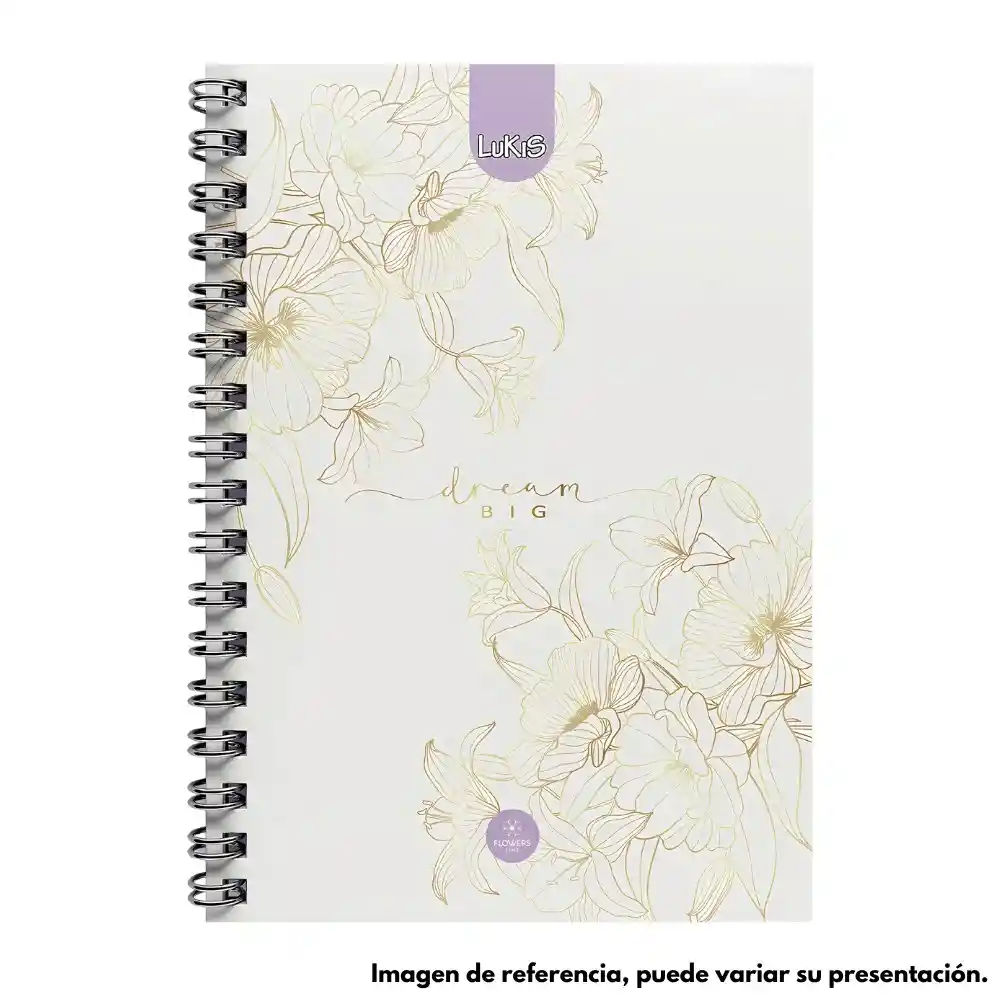 Cuaderno Argollado Pasta Dura 160 Hojas 5 Materias Mujer Lukis Pequeño Cuadriculado 📔🌷