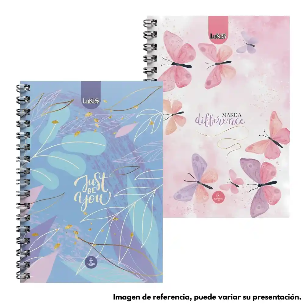 Cuaderno Argollado Pasta Dura 160 Hojas 5 Materias Mujer Lukis Pequeño Cuadriculado 📔🌷