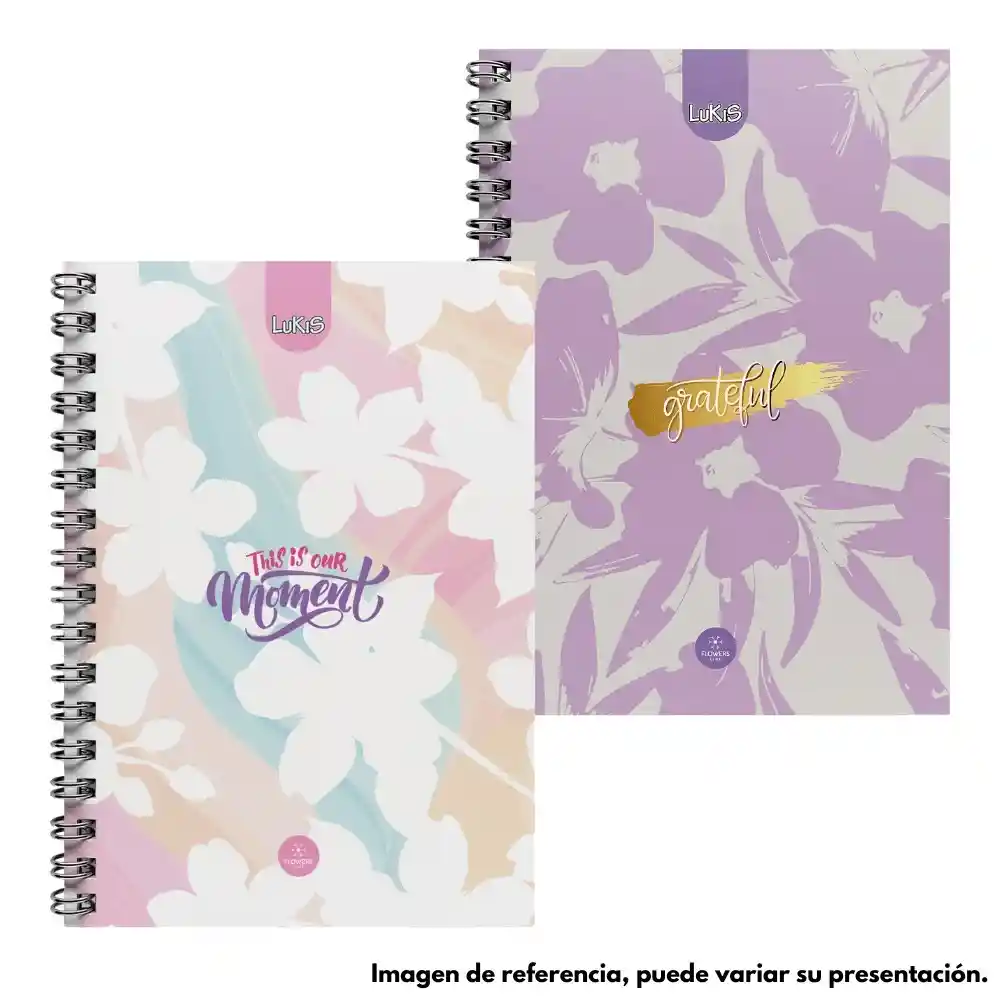 Cuaderno Argollado Pasta Dura 160 Hojas 5 Materias Mujer Lukis Pequeño Cuadriculado 📔🌷