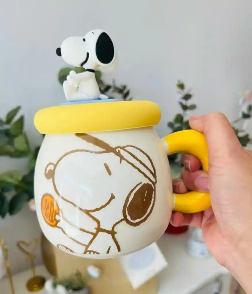 Mug Taza Pocillo Vaso Ceramica Motivo Snoopy Amarillo
