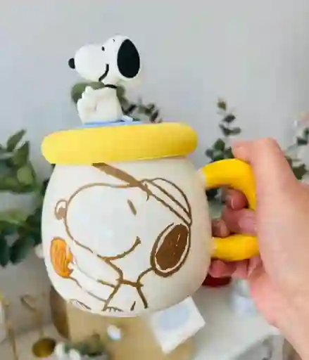 Mug Taza Pocillo Vaso Ceramica Motivo Snoopy Amarillo