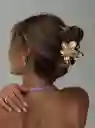 Pinza Gancho Caimán Flor Hawaiana Metalizada Para Cabello