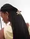 Pinza Gancho Caimán Flor Hawaiana Metalizada Para Cabello