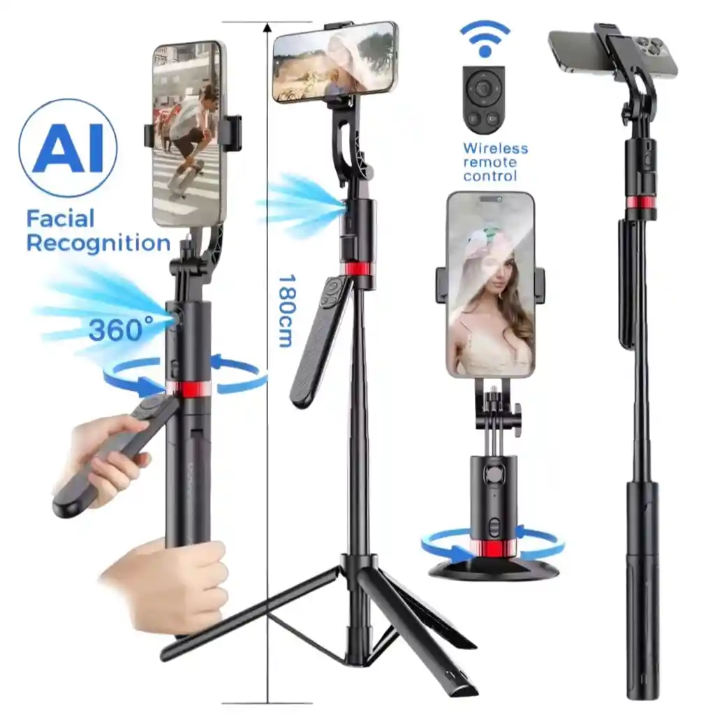 Trípode/palo Selfie/estabilizador Con Seguimiento De Movimiento Ia 3 En 1 De 1.80 Cm