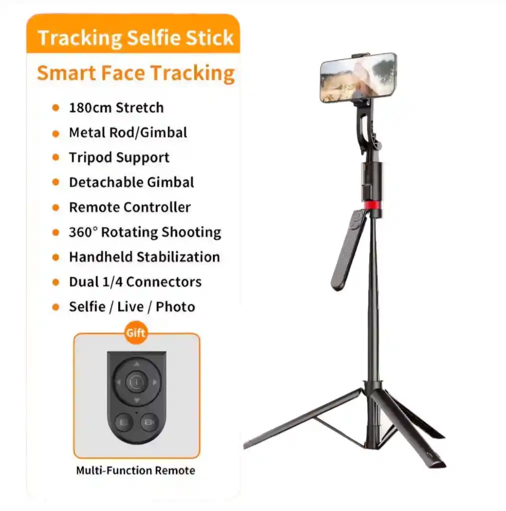 Trípode/palo Selfie/estabilizador Con Seguimiento De Movimiento Ia 3 En 1 De 1.80 Cm