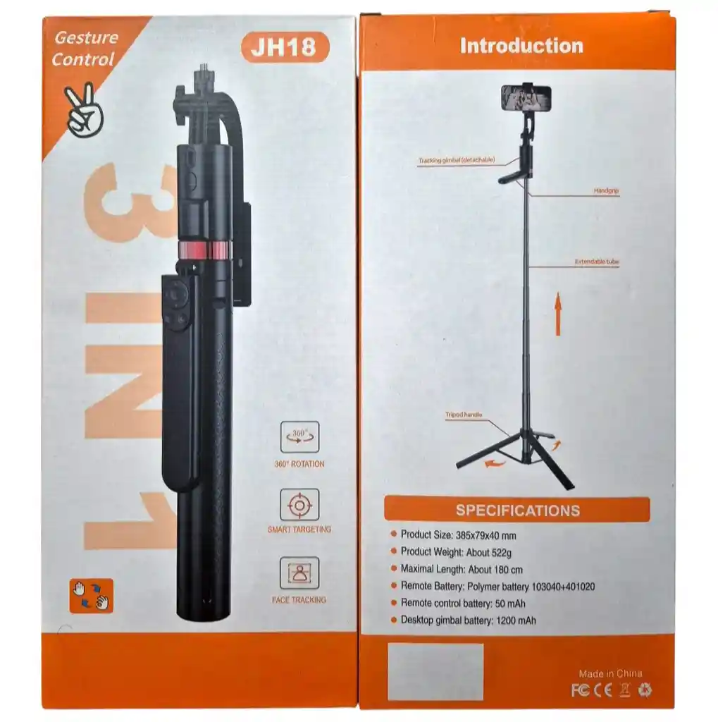 Trípode/palo Selfie/estabilizador Con Seguimiento De Movimiento Ia 3 En 1 De 1.80 Cm