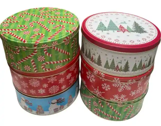 Tarros Navideños Redondos 16x6.5 Cms (6 Unds Disponibles)