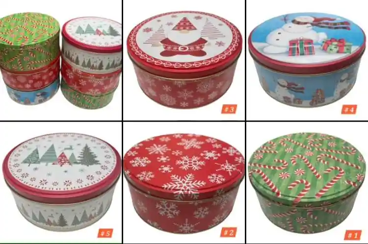 Tarros Navideños Redondos 16x6.5 Cms (6 Unds Disponibles)