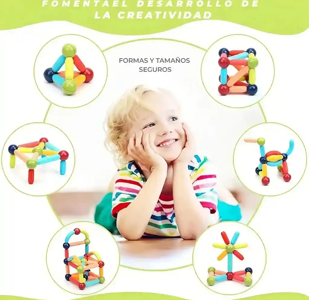 Fichas Bloques Magnéticos Construcción Juego Armar 42 Piezas
