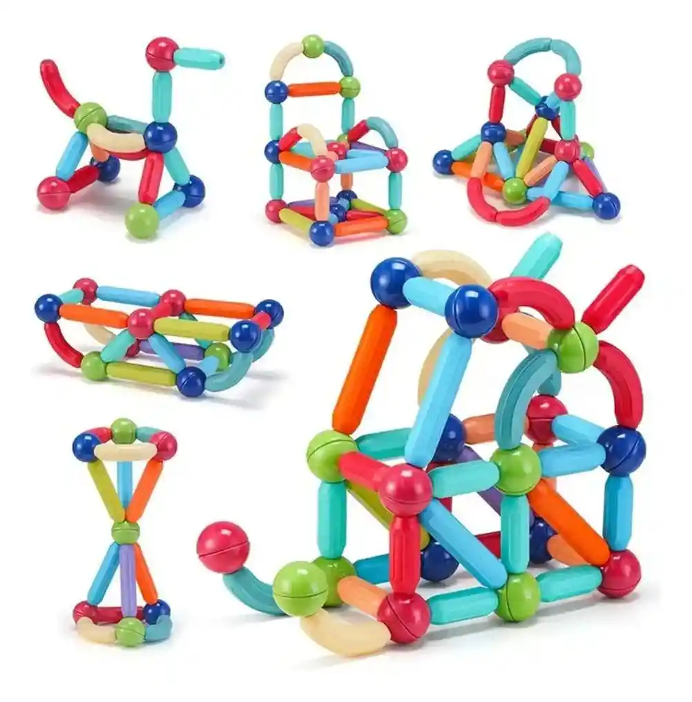 Fichas Bloques Magnéticos Construcción Juego Armar 42 Piezas