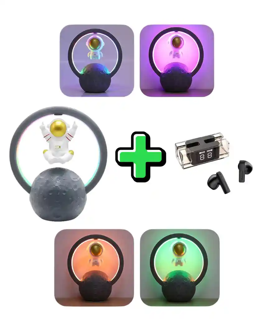 Parlante Astronauta Con Luces Led + Obsequio