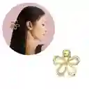 Pinza Caimán Gancho Flor Metalizada Cabello
