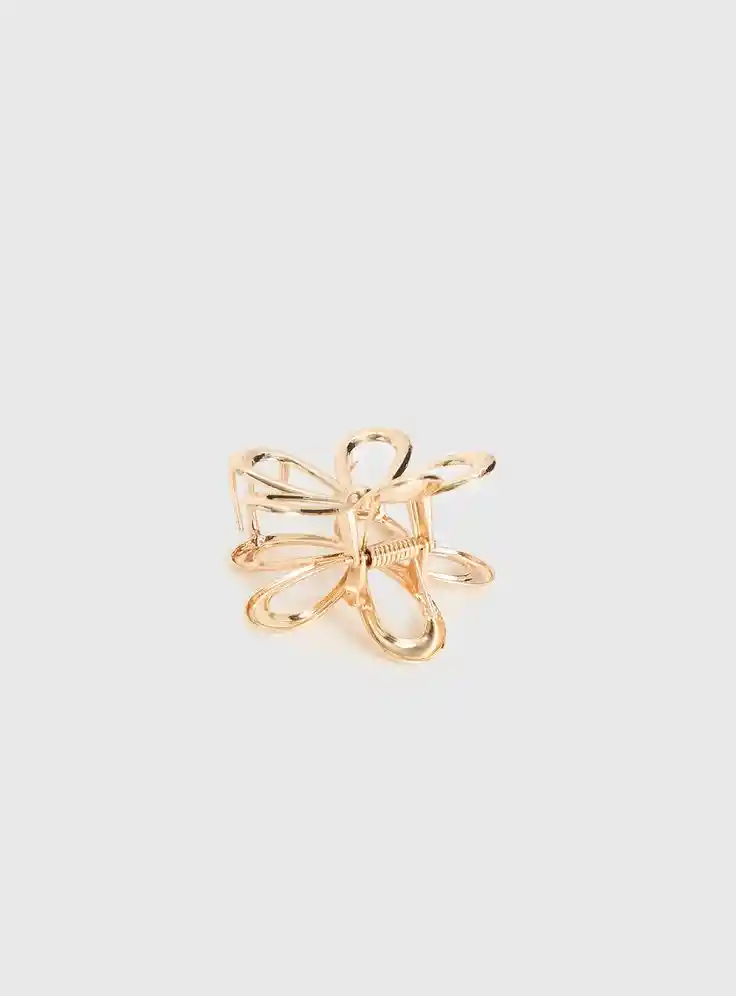 Pinza Caimán Gancho Flor Metalizada Cabello